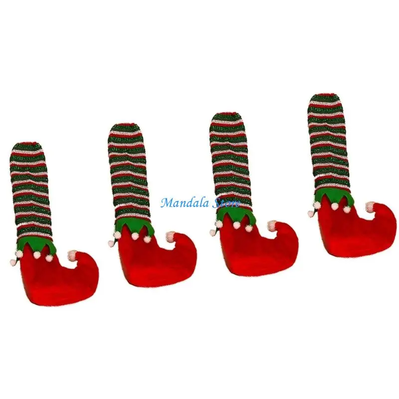 U2JC Christmas Themed Chair Leg Protectors Soft Fabric Sleeves Quick Installation Floor Scratch Prevention