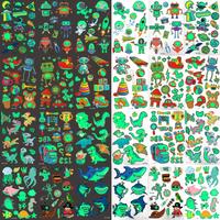 Luminous Alien Temporary Tattoos For Boys Glow In Dark Robot Whale Fake Tattoo Sticker Teens Girls Body Arm Dinosaur Ocean Tatoo