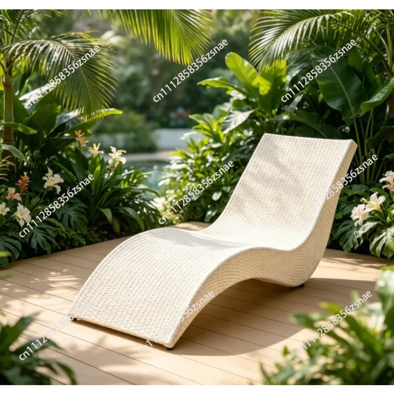 Outdoor bed reclining chair balcony outdoor swimming pool beach chair courtyard open-air garden S-type waterproof folding