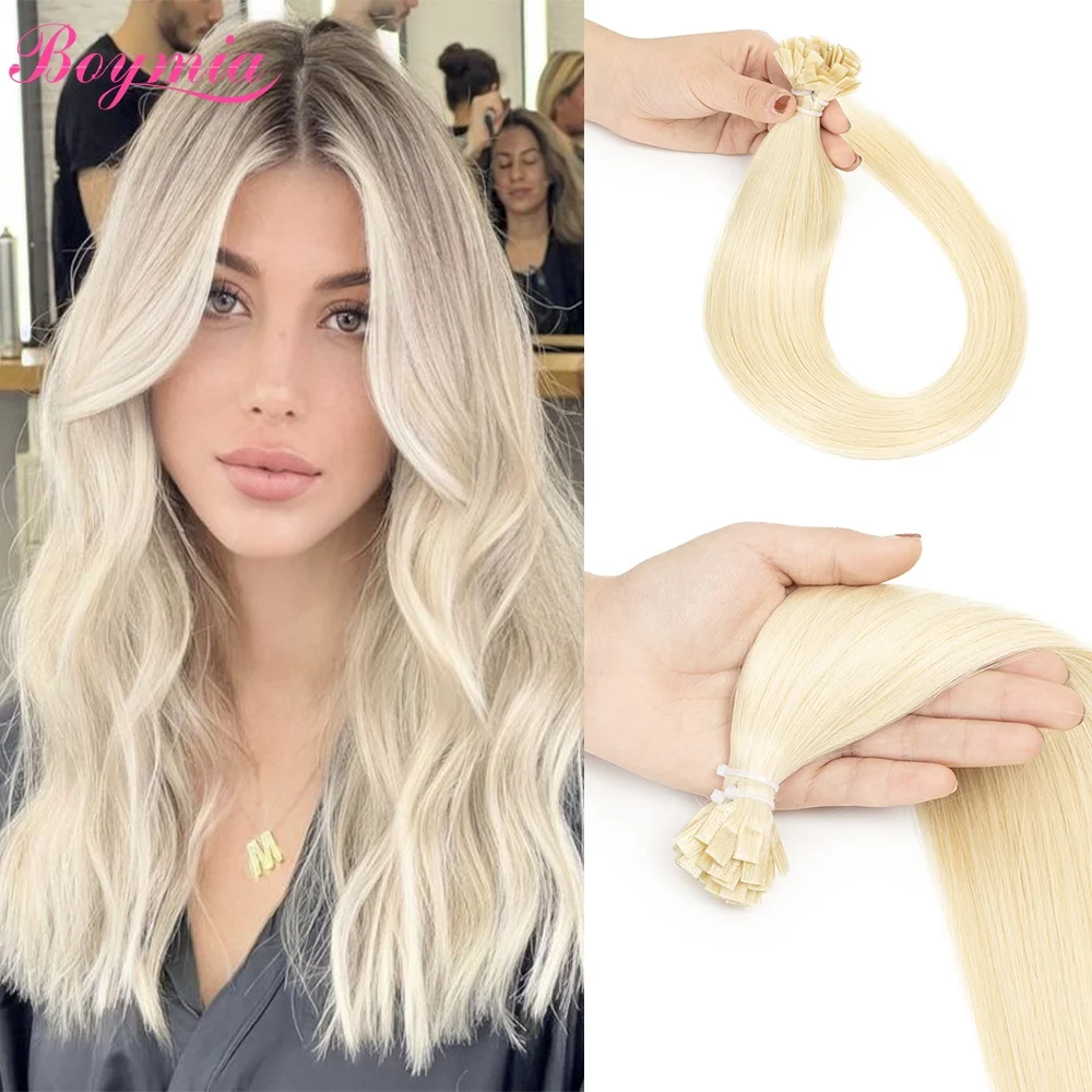 Boymia ストレートフュージョンフラット先端人毛エクステンション 14 "18" ケラチンカプセル髪オンブルブロンド色 1 グラム/ストランド 50 グラム