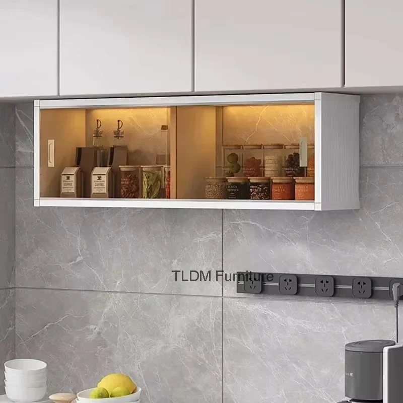 Aluminum Alloy Storage Cabinet European Kitchen Furniture Home Bedroom Display Locker Luxury Glass Wall Mounted Kitchen Cabinets