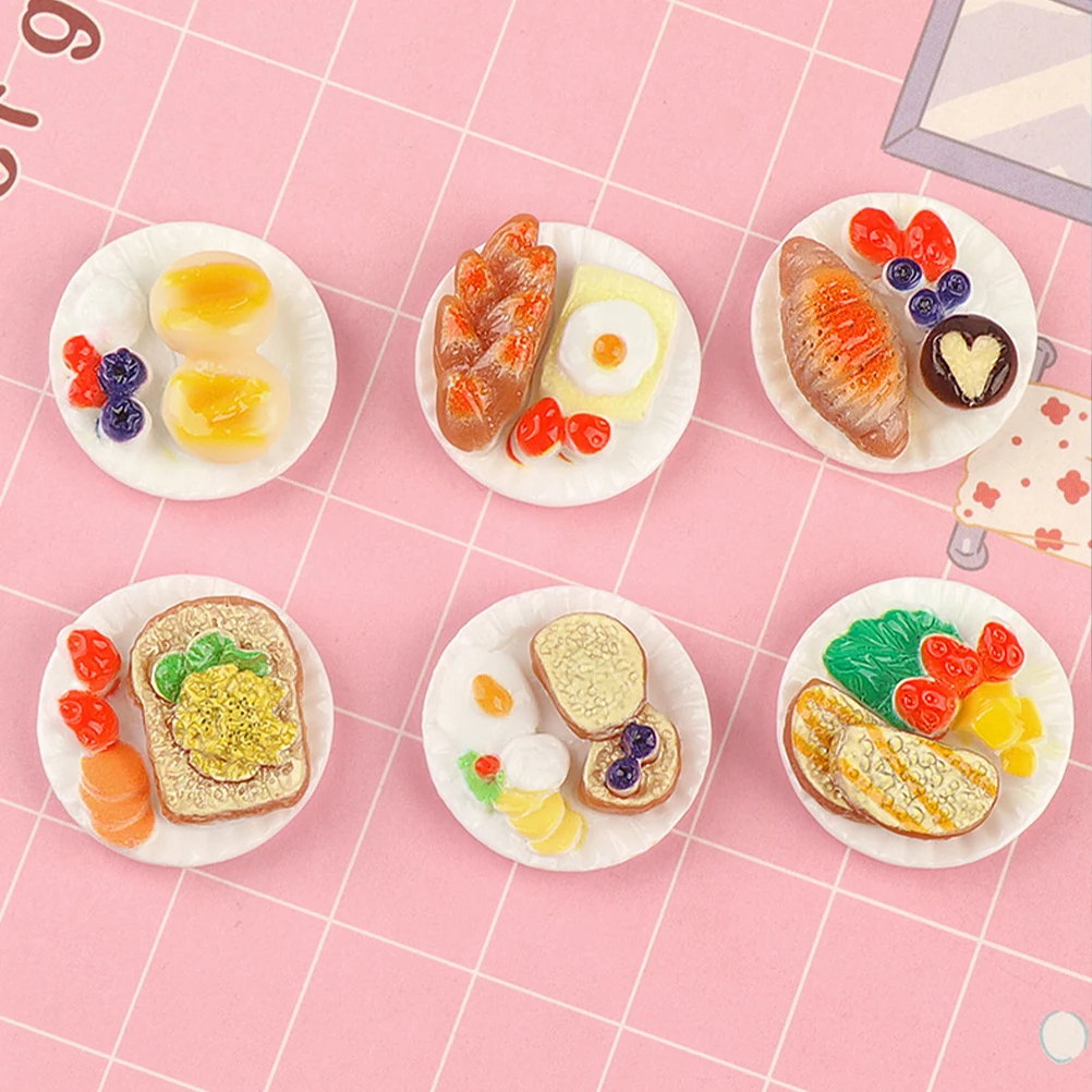 

24pcs Miniature Food Model Decorative Fake Food Ornament Resin Toy for Dollhouse Kitchen Play DIY Accessories