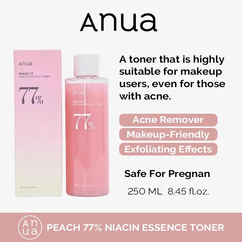 Anua Korean Skin Care Product Peach 77 Niacina Essence Toner 250ml / Brightening Toner for Face, Niacinamide, Panthenol,Original