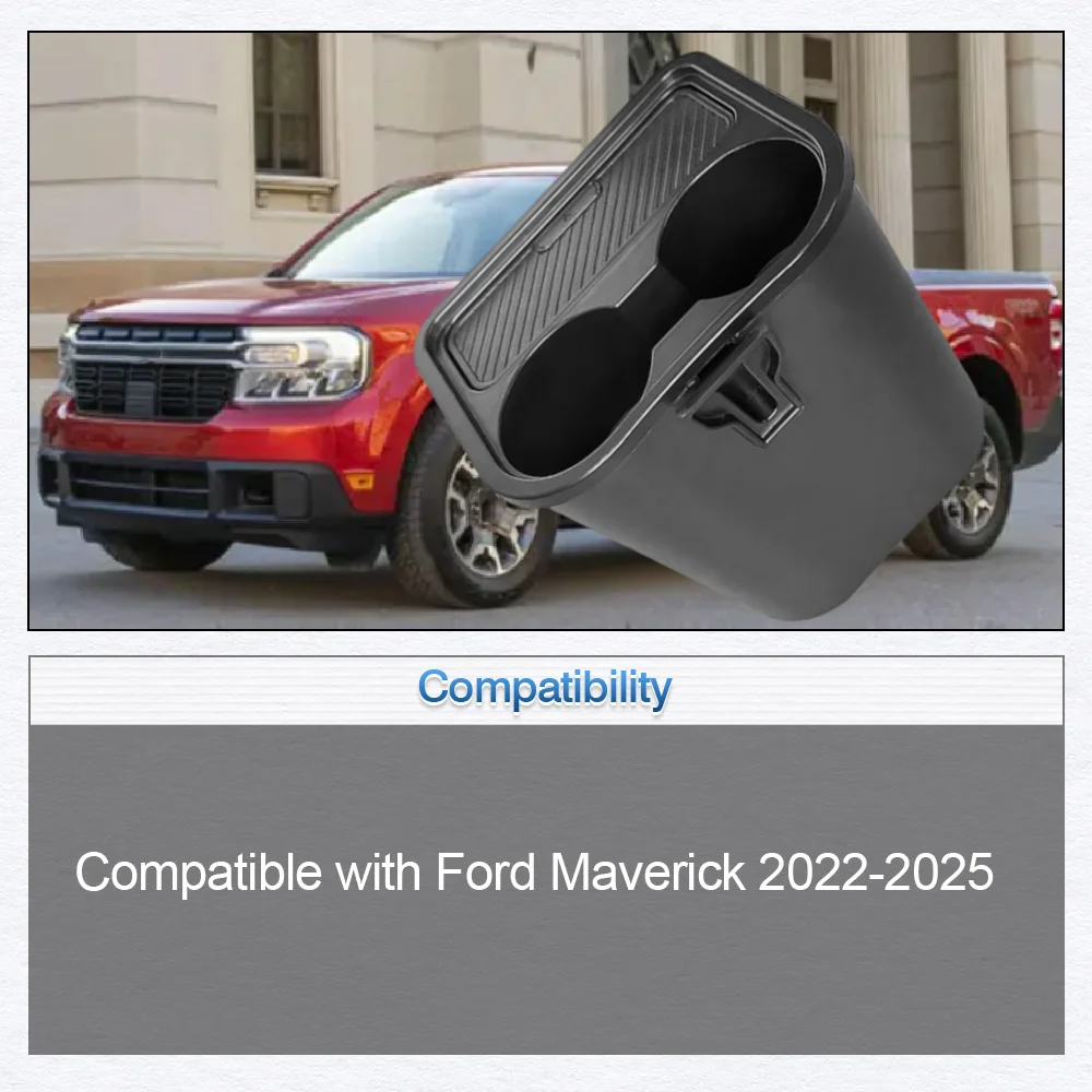 Picture 4: ABS Black Trash Can With Cup Holder For Ford Maverick 2022-2025 Multi-Function Trash Can Extra Rear Storage Box Accessories