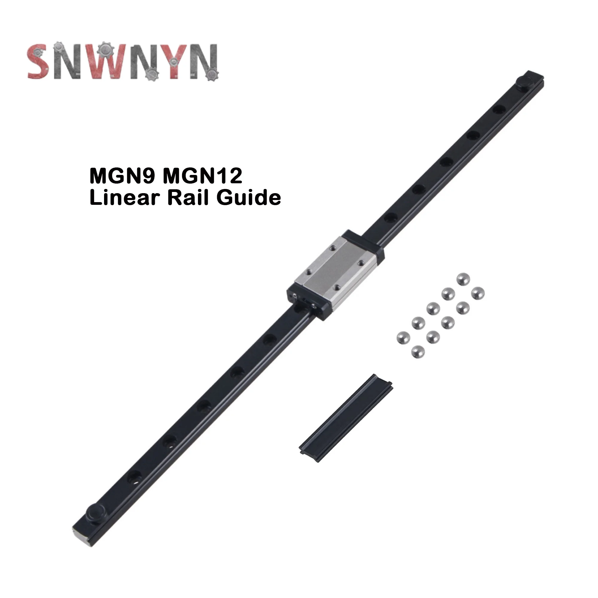 US เรือ MGN9 MGN12 สีดํา Miniature Linear Rail สไลด์ 250 300 350 400 450 500 600 มม.1 PC MGN12 คู่มือเชิงเส้น + 1 PC MGN12H Carriage