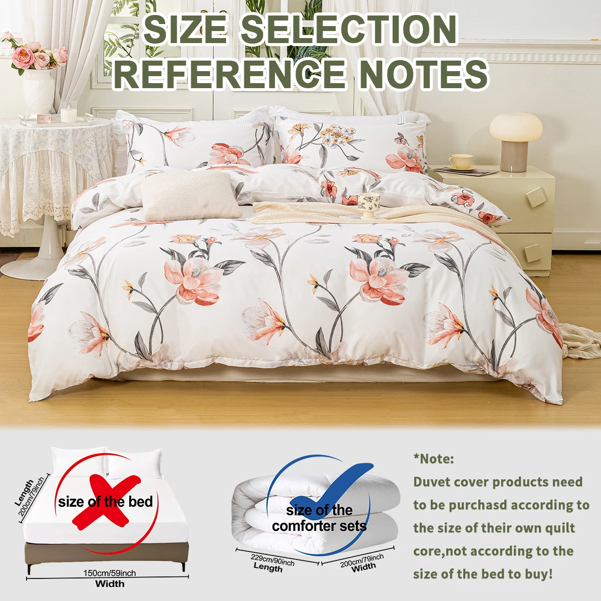 3pcs/set Leaf Floral Pattern Duvet Cover Set(1 Duvet Cover & 2 Pillowcase）Soft And Skin-Friendly Duvet Cover Bedding Set For