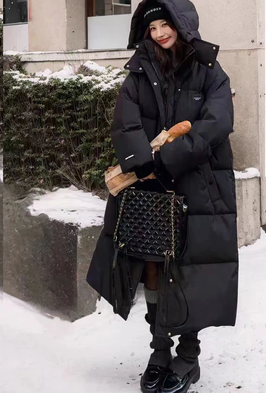 

2024 New Winter Simple Style High-end Advanced Temperature Fashionable Warm and Comfortable Long Cotton Coat for Women