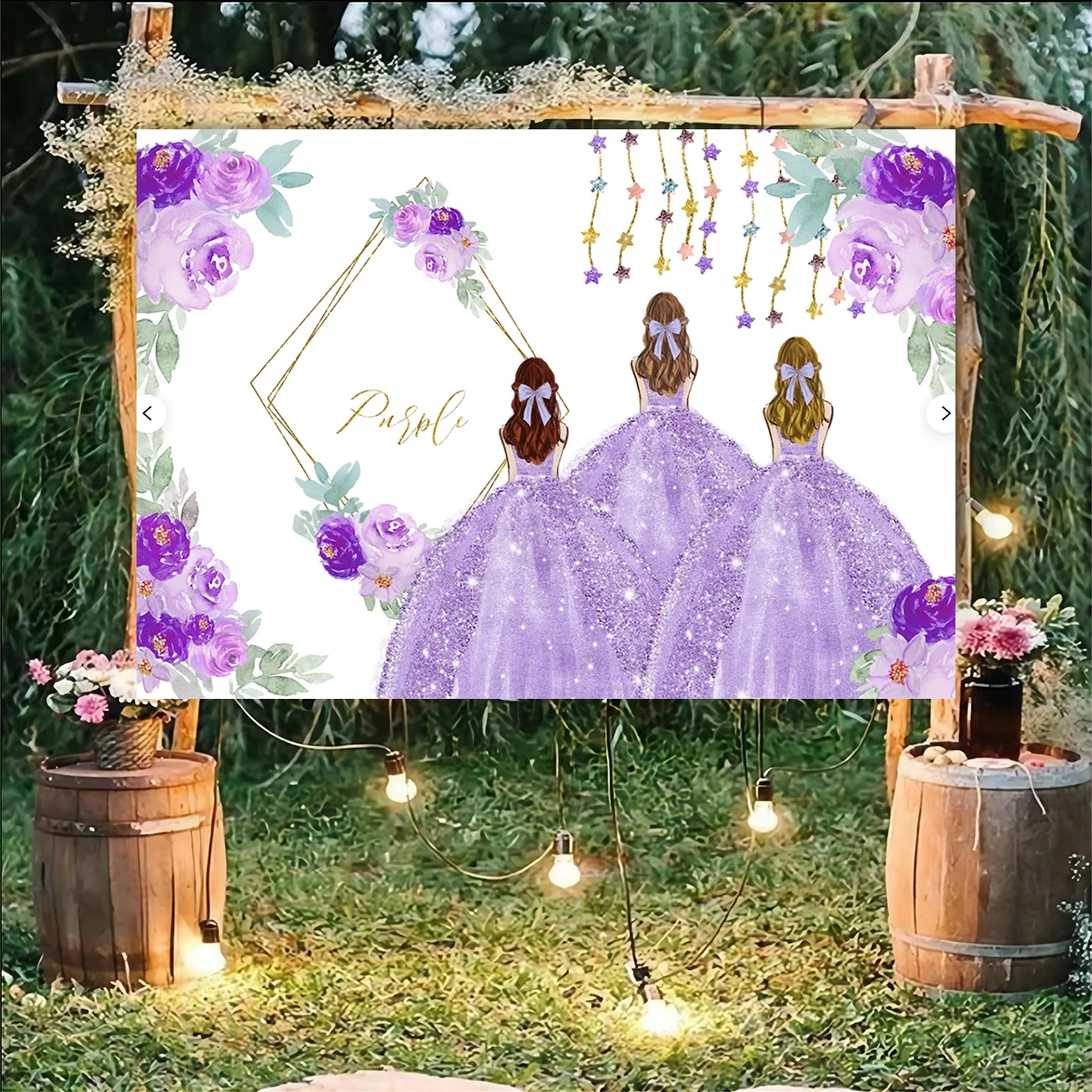 Name Date Customiz Quinceañera Banner Backdrop Happy Birthday Girls 15th Party Background Decorations Invitation Photography