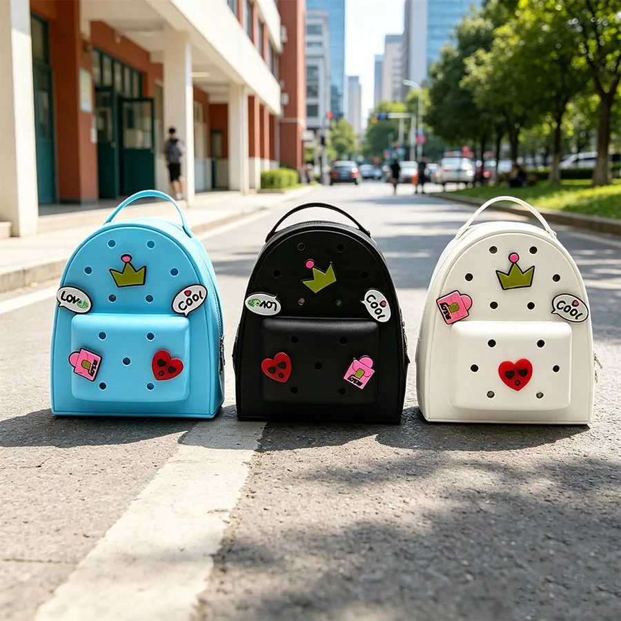 Kids DIY Silicone Mini Backpack With Charms, Cute Waterproof Crossbody Bag For Girls