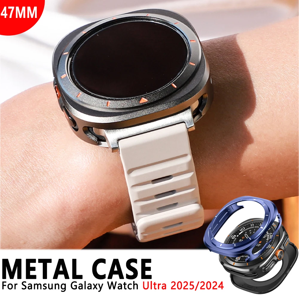 Metall-Aluminium-Legierungsgehäuse für Samsung Galaxy Watch Ultra 2025, 47 mm, schützende Hartschale für Galaxy Watch Ultra 47 mm, kein Glas