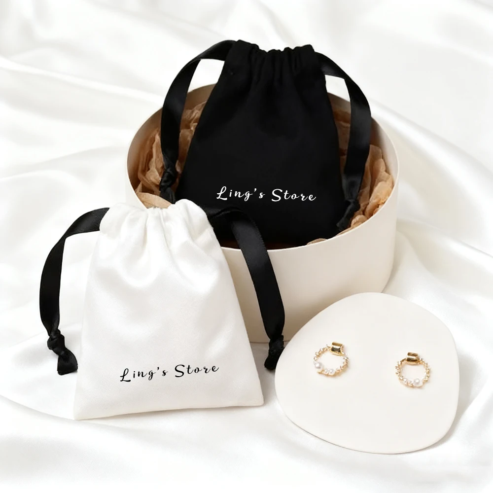 50 шт., фланелевая сумка на шнурке для ювелирных изделий, может персонализированный индивидуальный логотип, свадебные сувениры, подарочная упаковка, бутик, косметичка для покупок