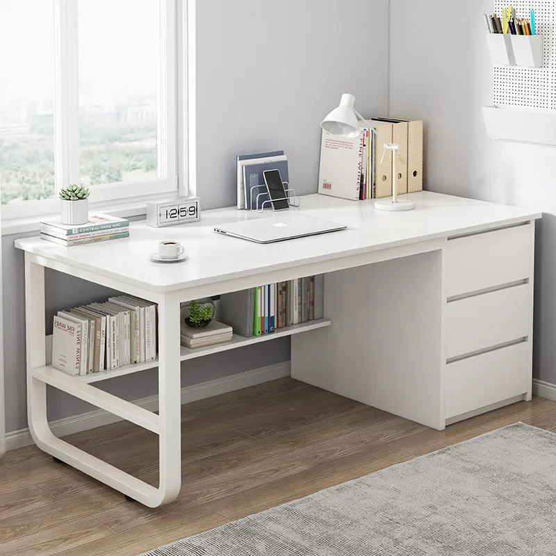 

Новая модель компьютерного стола для дома, простой письменный стол для студента с интегрированной книжной полкой для спальни.