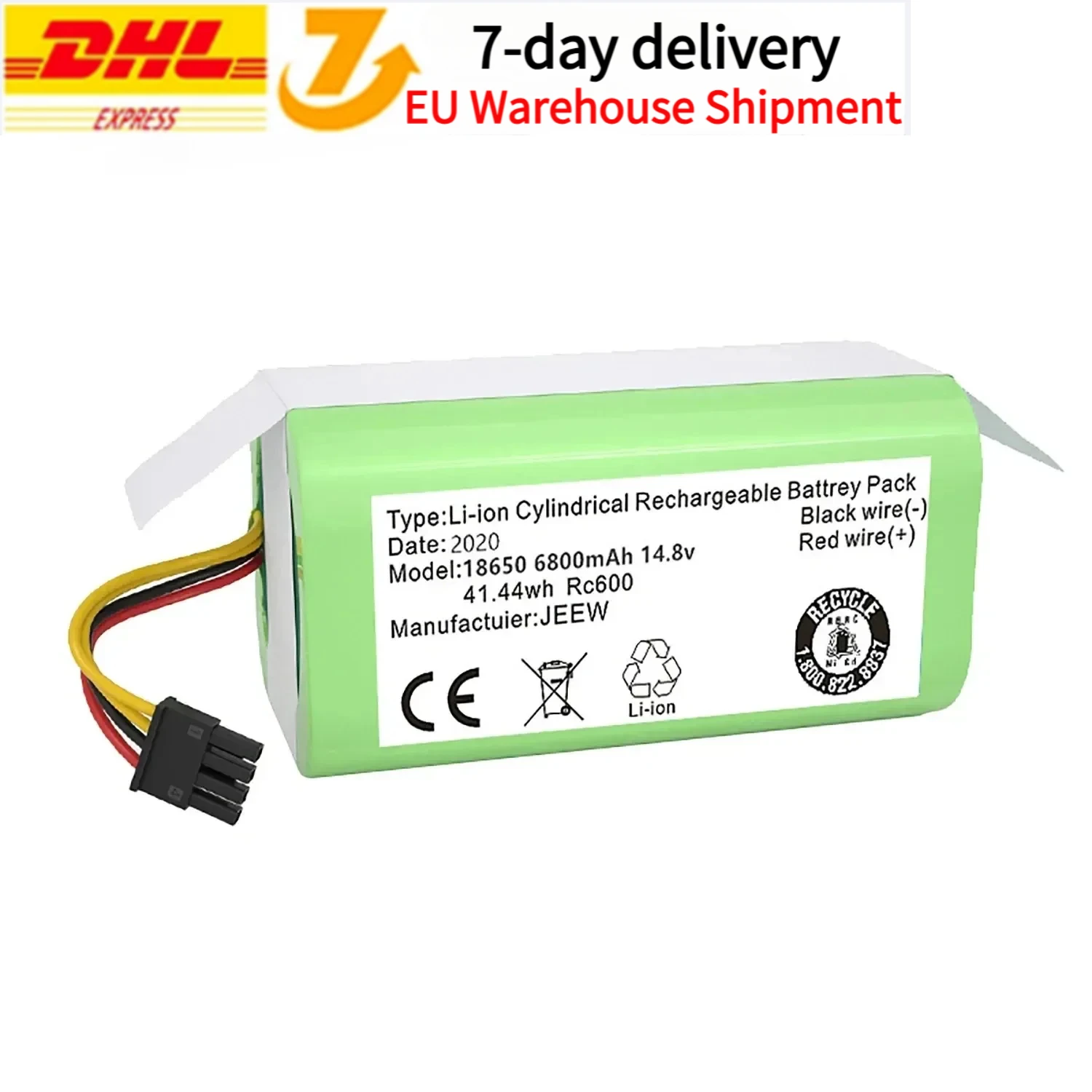 

14.4V 6800mAh 18650 Li-lon Battery for Cecotec Conga 1290 1390 1490 1590 Vacuum Cleaner Genio Deluxe 370 Gutrend Echo 520