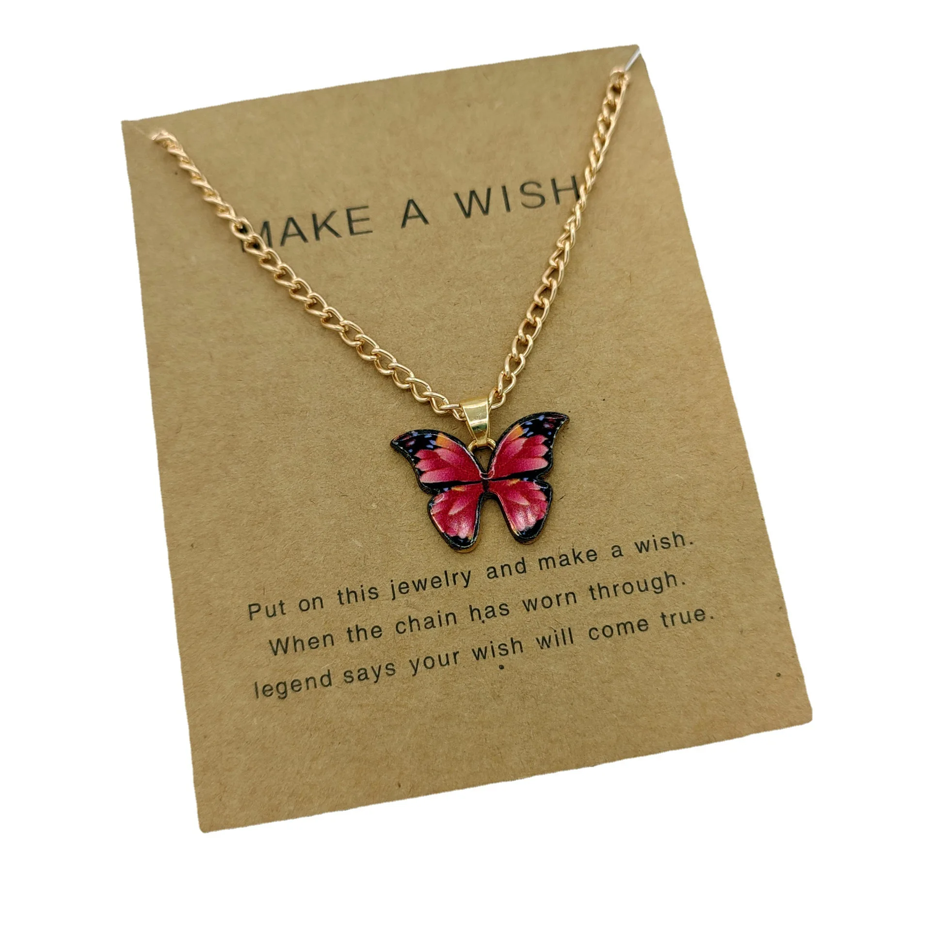 

Colorful Butterfly Necklace Women's Fashion Trend Accessories Minimalist Elegance Alloy Pendant Collarbone Chain