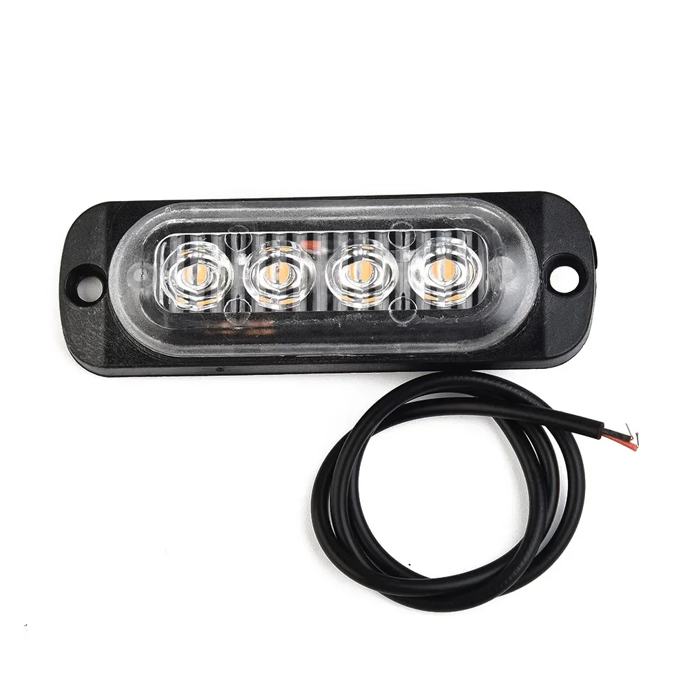 Lightbar Car Urgent Light Accessories Parts Recovery Strobe Flashing 4pcs/light Amber Black Shell+Transparent Lens Grille Light