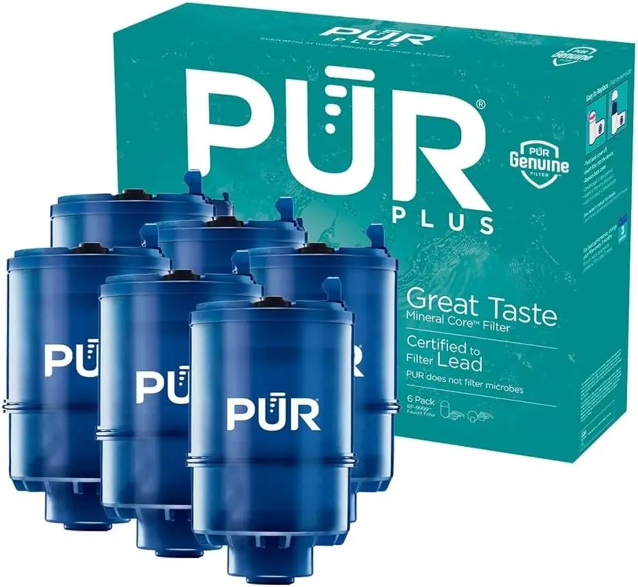 

PUR Plus Mineral Core Faucet Mount Water Filter Replacement, 6 Pack for 18-Month Supply, Compatible Water Filter for Sink Faucet