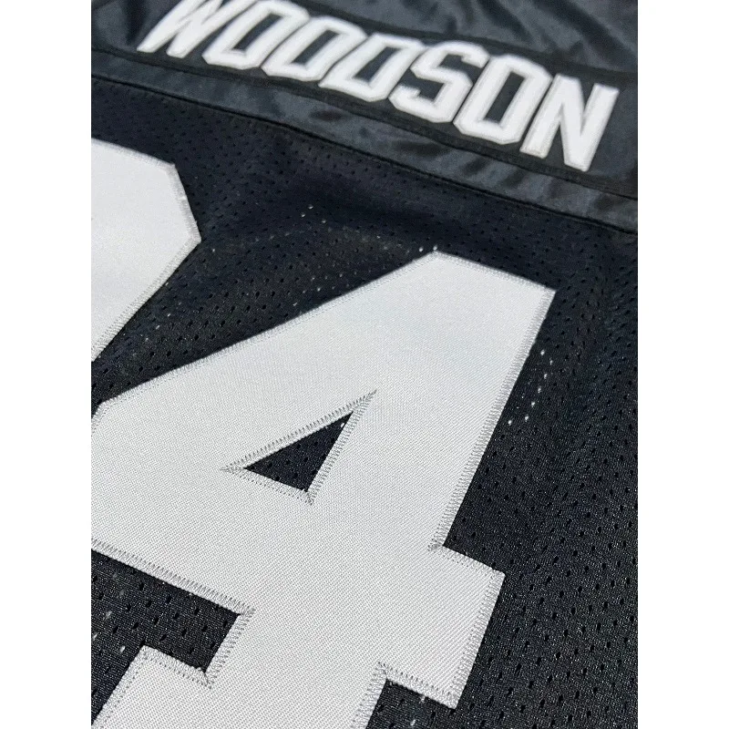 قمصان كرة قدم أمريكية مطرزة بأحرف سوداء مكونة من 24 قميص شبكي كلاسيكي فضفاض قابل للتنفس للبالغين زي كرة القدم