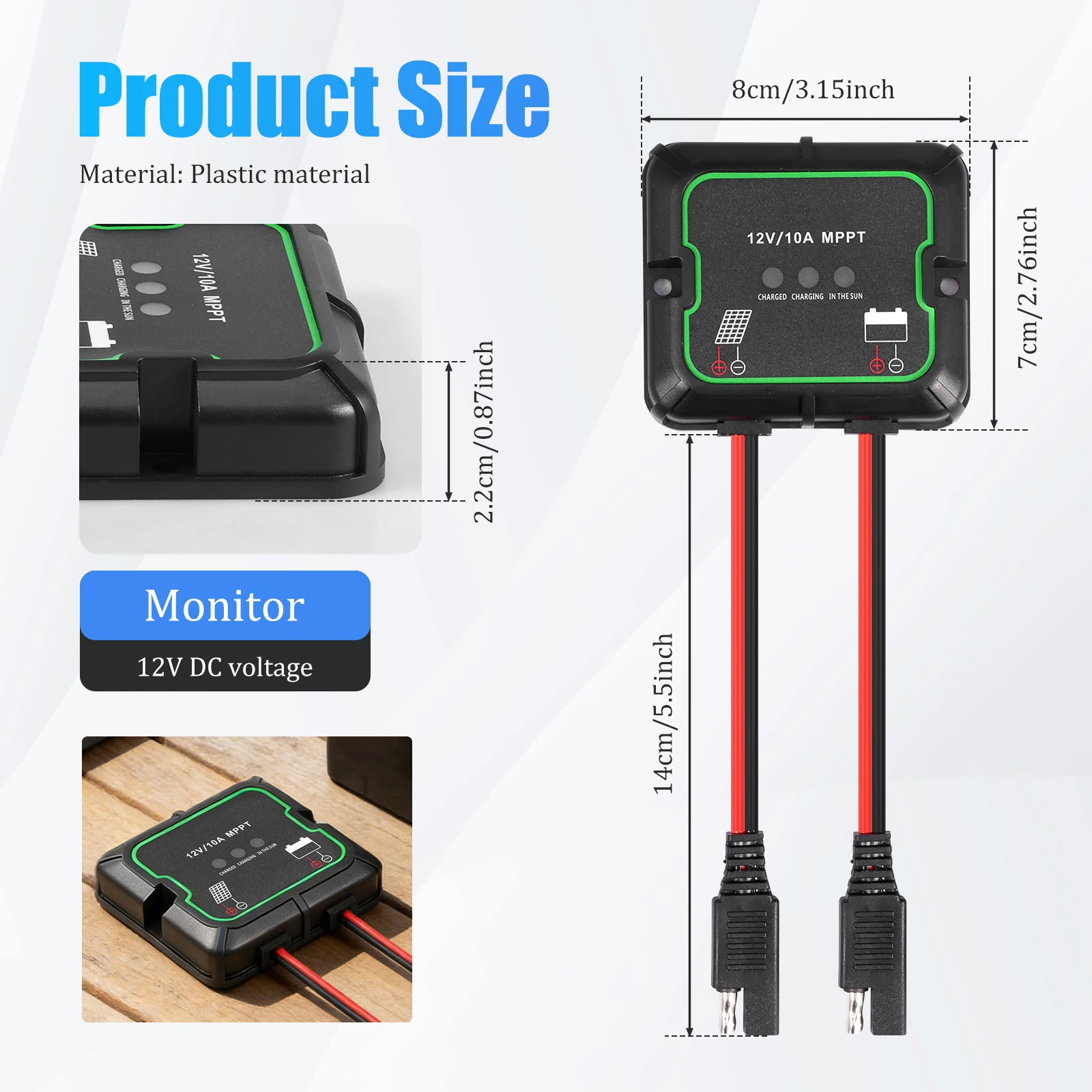 MPPT Solar Charge Controller 12v Waterproof Intelligent Portable Controller for AGM Gel Flooded and Lithium Battery