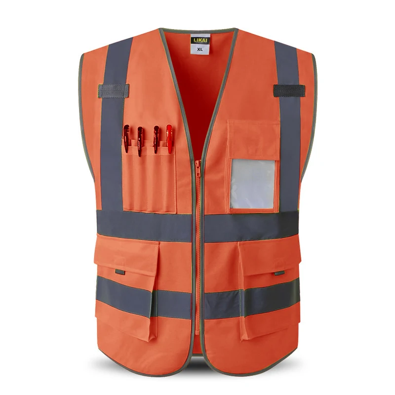 Reflective Safety Vest With Pockets Working Clothes Hi Vis Jacket Men Multi Pocket Vest Security Vest