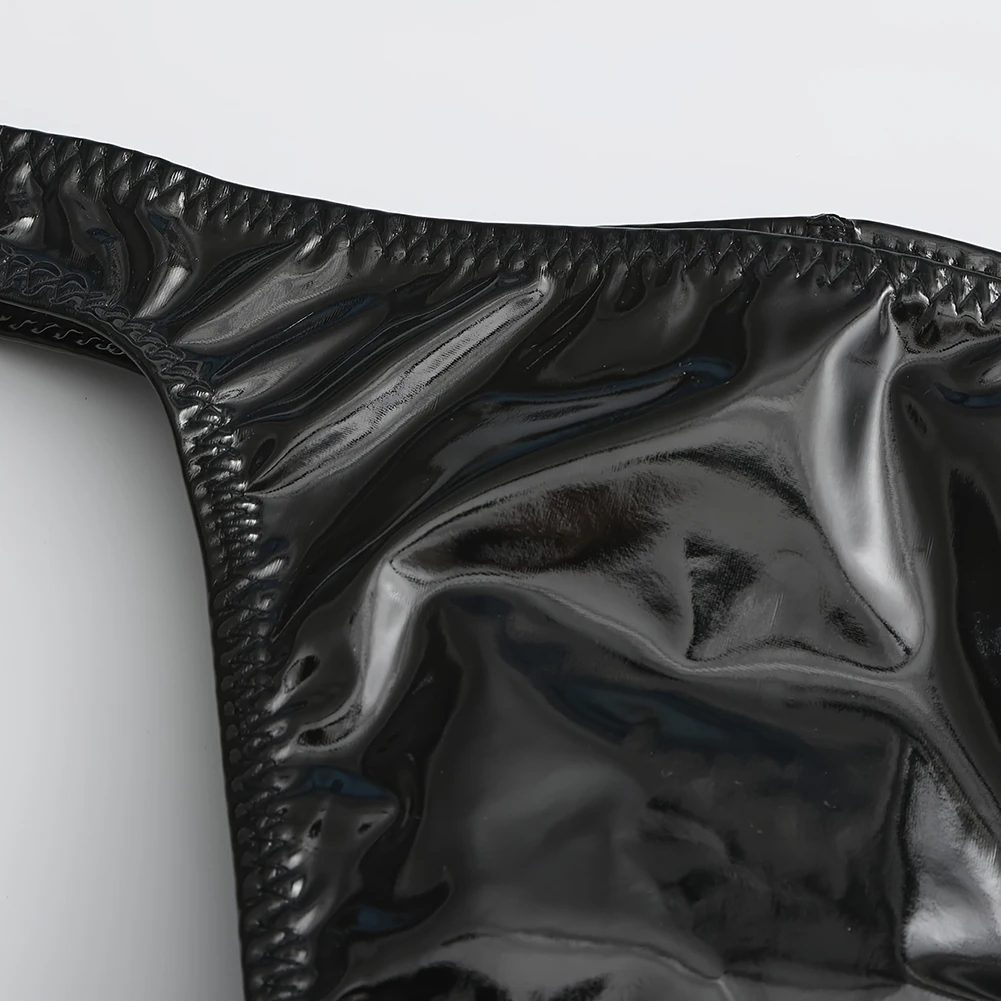 Stretch Panties Thongs Sissy Men Faux Leather Briefs Pouch Low Waist Erotic Underwear Jockstrap Half Hip Underpants