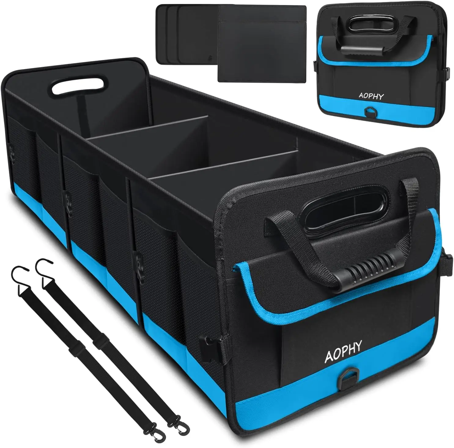 

95L Large Capacity Waterproof Car Trunk Organizer with Adjustable Straps for SUV, Truck, Sedan - Blue