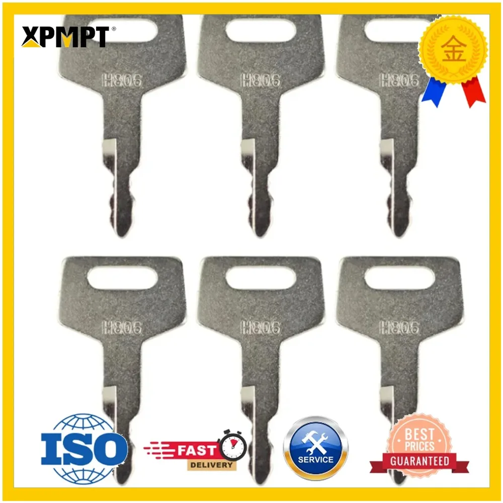 

6PCS Ignition Keys H806 Heavy Equipment Keys for Takeuchi for Hitachi Gehl for New Holland Case 17001-00019