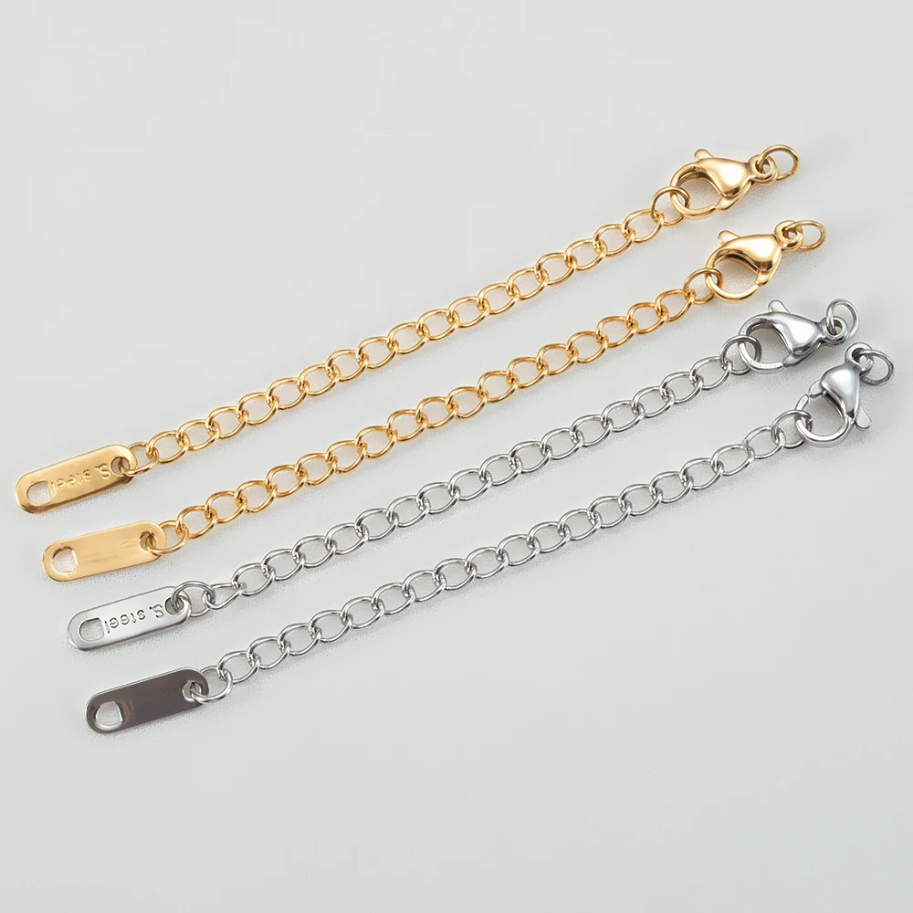 10pcs Stainless Steel Extended Tail Chain With Lobster Clasps Connector for DIY Bracelet Necklace Extension Chain Jewelry Making image 4