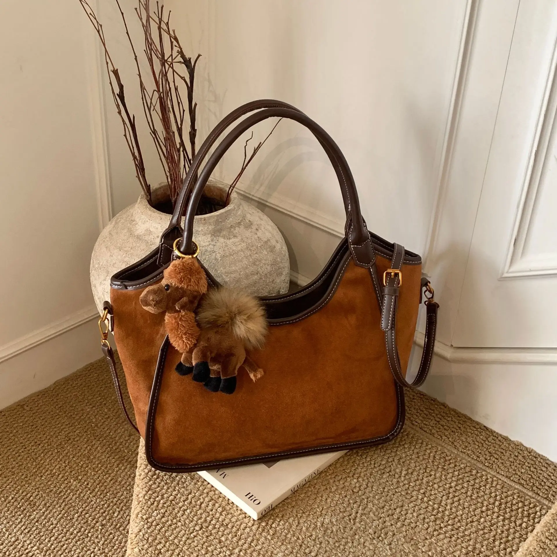 

2025 Korean Style Tote Bag for Women, Genuine Leather Multi-way Underarm Shoulder Purse, Large Capacity Work Bag for Commute