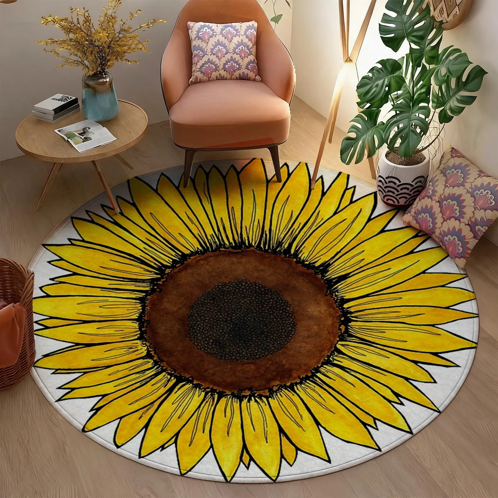 Tapete Redondo Boho com Estamp - Home Bathroom Rugs avaliação e preço