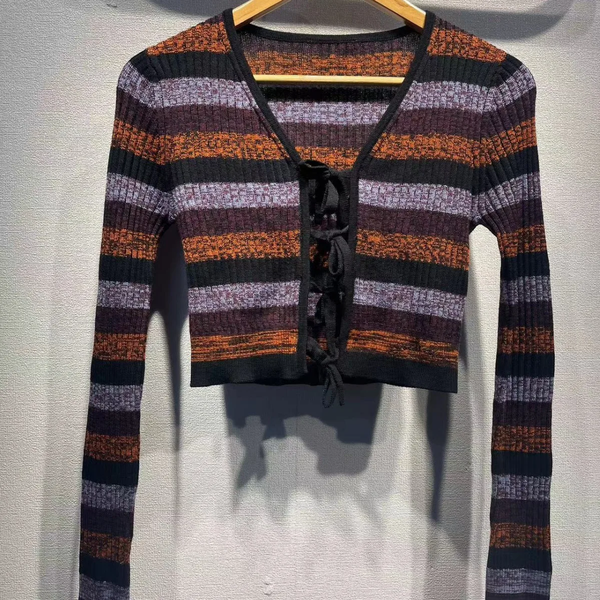 

Nordic Sle Merino Wool Трикотаж ort Sve Женский облегающий полосатый свитер с поясом Ультратонкий длинный топ све