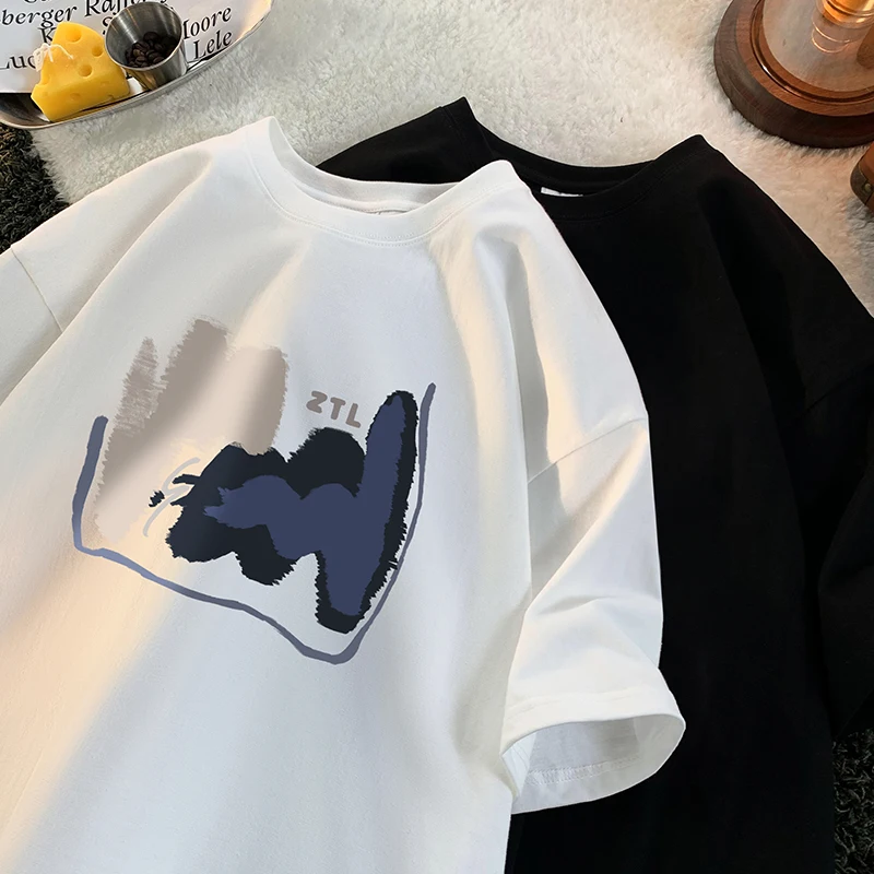 

Colour Blocking Graphic Tshirt Men's Classic T-shirts Casual Short Sleeve Harajuku Street Y2k Clothing Tee