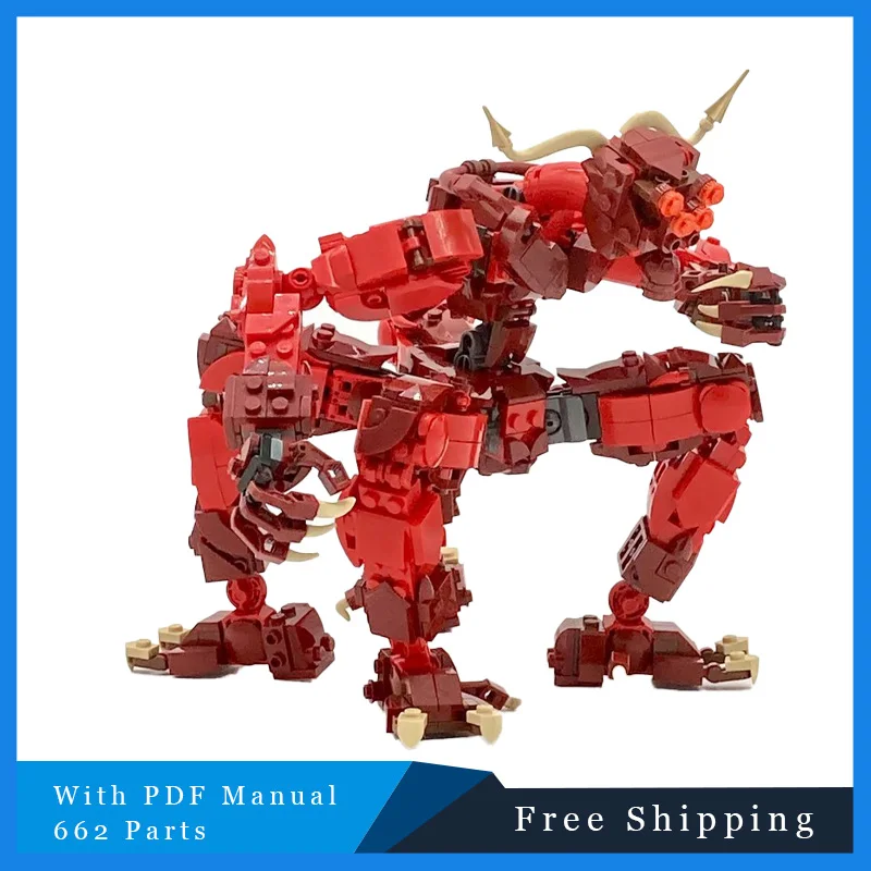 662-delige game rode vierpotige monsterpop bouwsteen bakstenen model kinderpuzzel montage kerst verjaardag creatief speelgoed