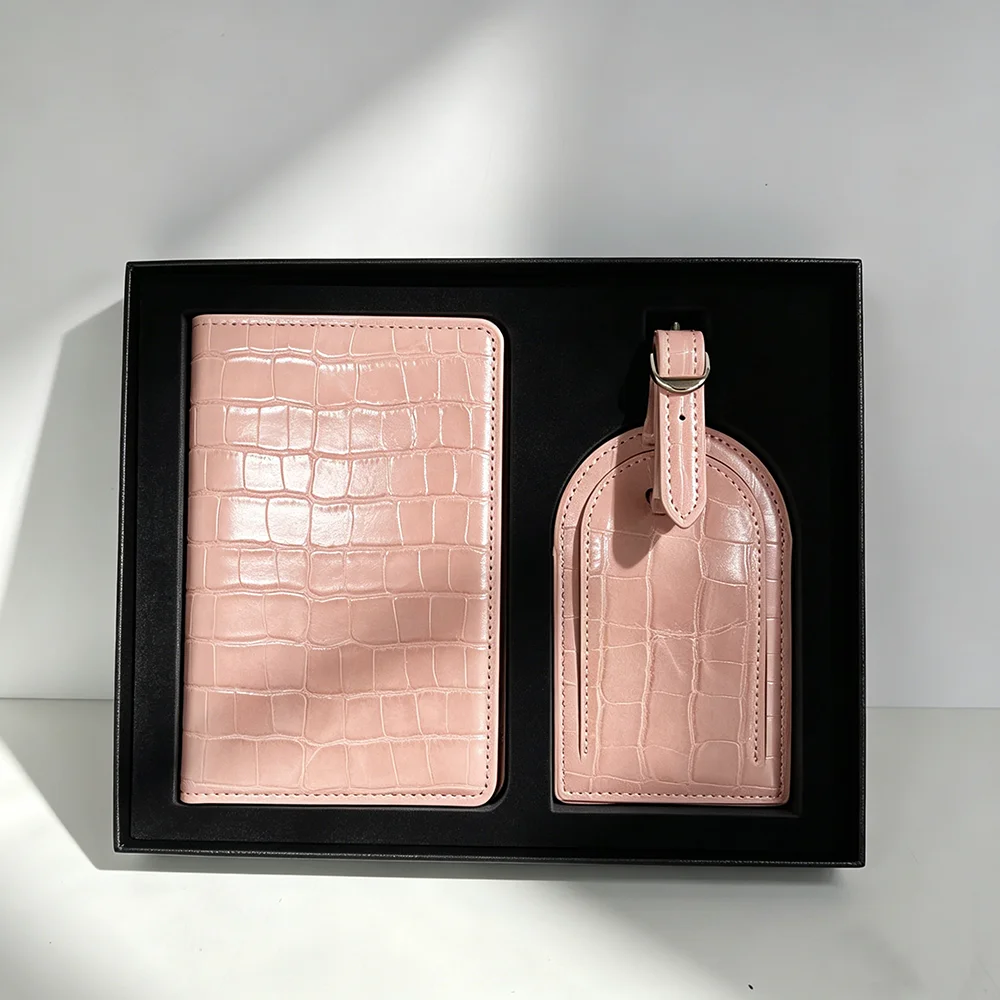 Luxury Passport Cover Luggage Tag Gift Box Set Custom Name Men Women Present Travel Accessories Suitcase Label Passport Holder image 4