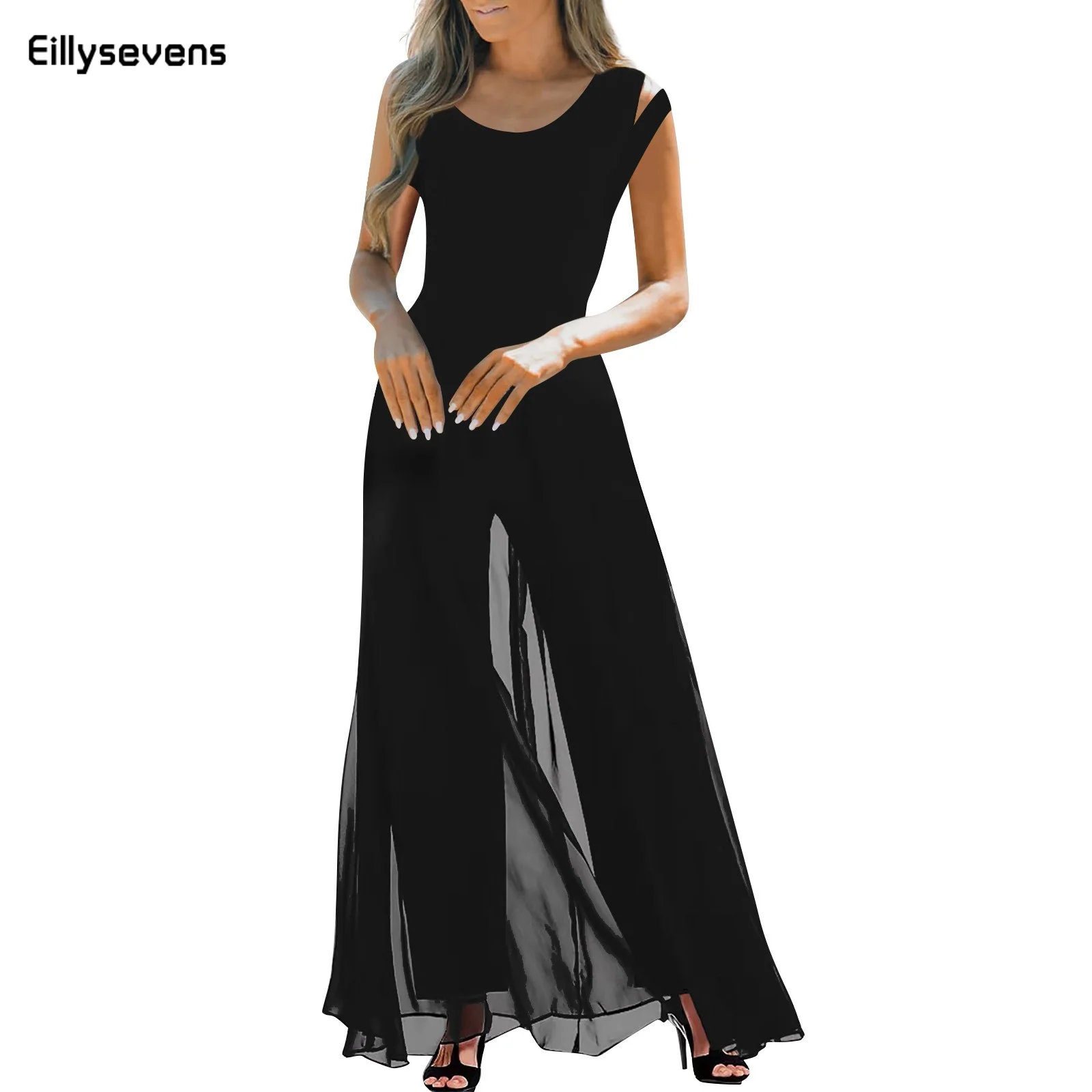 

Elegant Ol Jumpsuit 2024 Women'S Summer Long Chiffon Jumpsuit Wide Leg Set Temperament Jumpsuit Female Bodysuit Plus Size