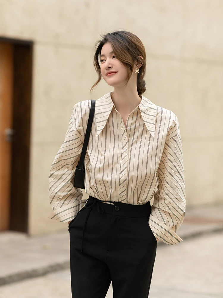 MISHOW Striped Shirts For Women Spring Casual Loose Shirt Office Lady Long Sleeve Blouse Female Clothing MXB11C0180