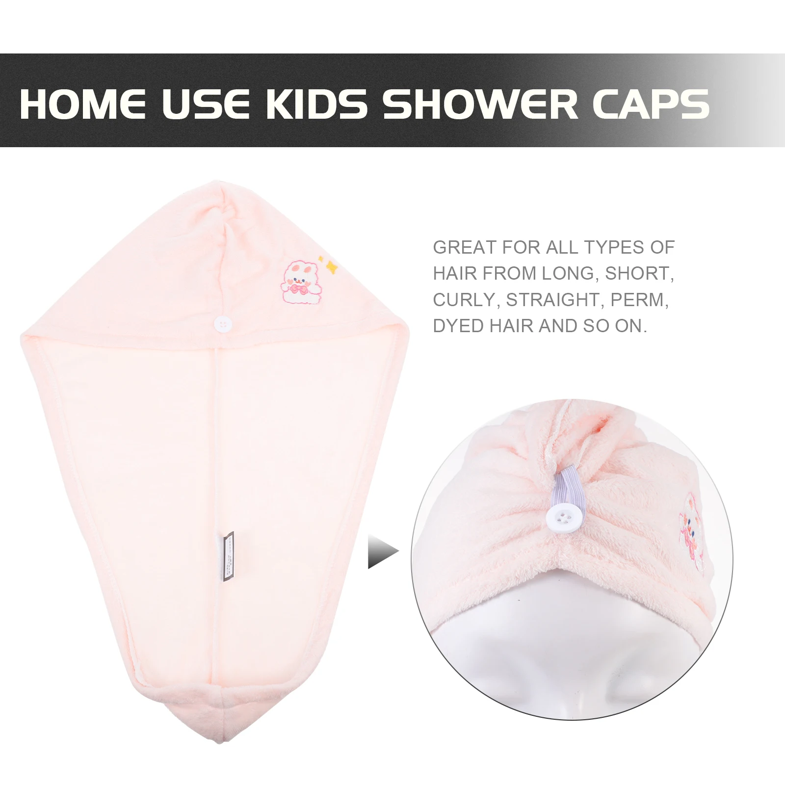 

3Pcs Children Bathing Hats Soft Waterproof Quick Dry Hair Absorbent Comfortable Shower Caps Home Use Home Use Kids Shower Caps
