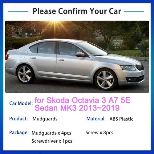 Imagen 2 del producto Guardabarros para Skoda Octavia 3, A7, 5E, sedán MK3, 2013, 2014, 2015, 2016, 2017, 2018, 2019, accesorios para guardabarros