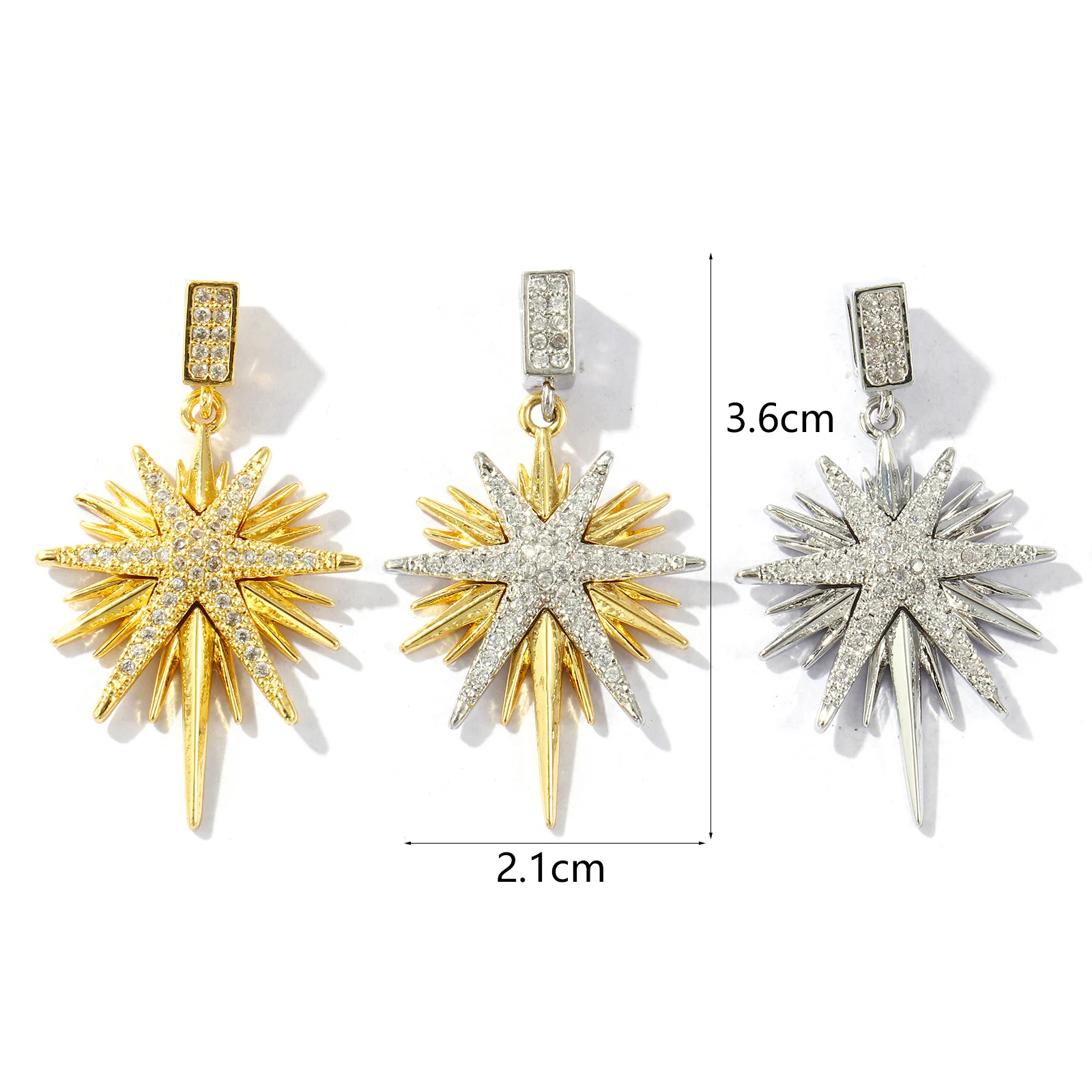 1pc New Brass Charms Multicolor Galaxy Star Micro Pave Clear Cubic Zirconia Pendant DIY Necklace For Women Men Jewelry 3.6x2.1cm