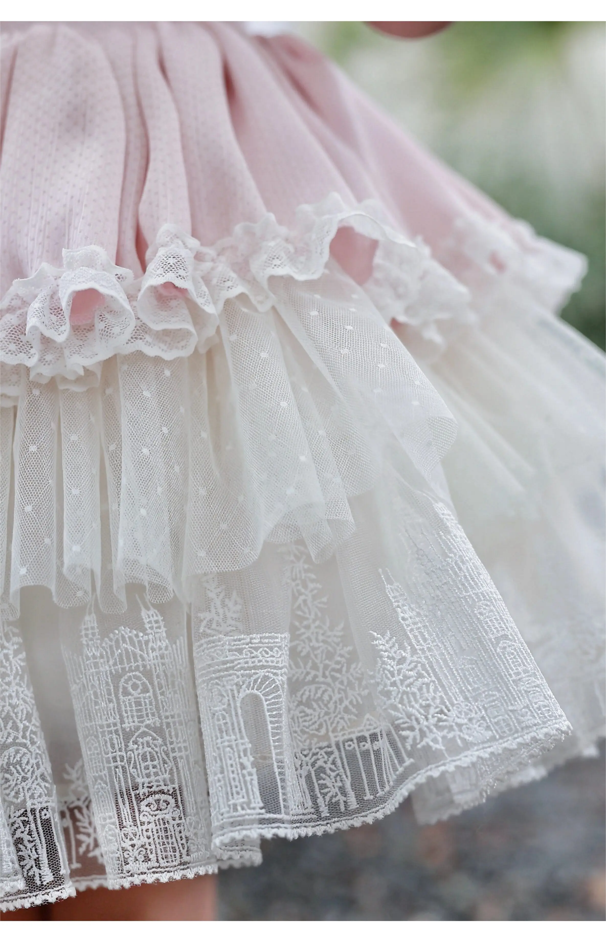 Kleinkind Mädchen Spaghetti-Träger Lolita-Kleid mit Hohlmuster Mehrschichtiges Tüll-Tutu-Kleid für Kinder Urlaub Fotografie Geburtstag Kostüm – Detail 8