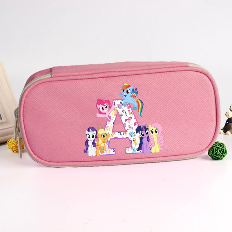 My Little Ponys Cute Pencil Case Kids Unicorn Letter A-Z Pen Bags Girls Organize Stationery Pouch School Office Supplies Gift
