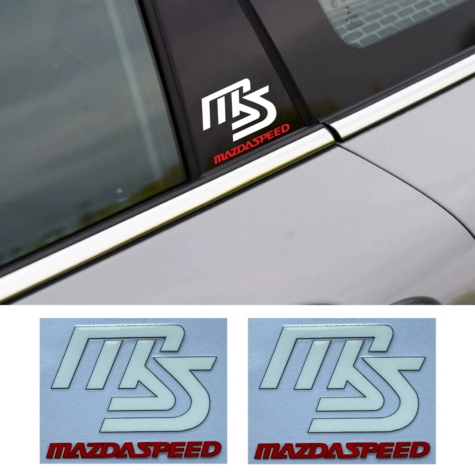 สติกเกอร์โลโก้ “Mazdaspeed MS” สำหรับรถยนต์ 4 ชิ้น/ชุด ดีไซน์สปอร์ต ตกแต่งภายนอกรถยนต์ อุปกรณ์ตกแต่งส่วนบุคคล