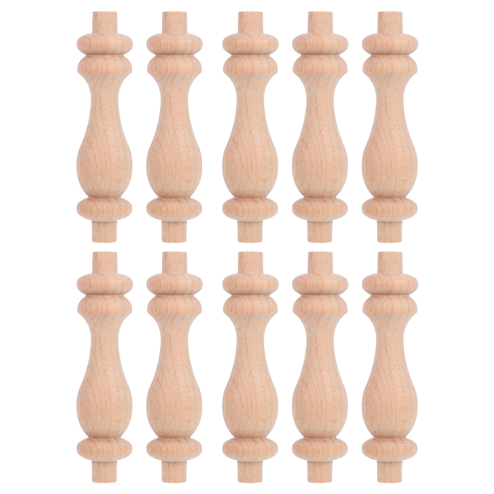 

10pcs Railing Column Solid Wood Round Gourd Pillar Decorative Porch Post Cabinet Support Staircase Balusters Natural