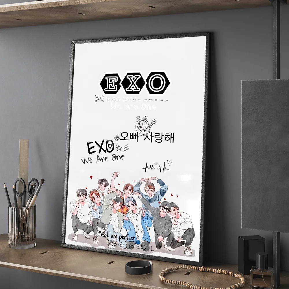 ملصقات EXO Anime ملصق ورق أبيض لاصق يمكنك صنعه بنفسك لديكور غرفة البار والمقهى Kawaii