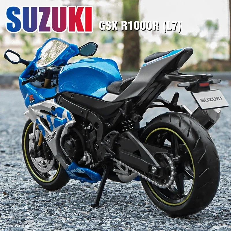 Suzuki GSX R1000R Modelo de motocicleta, Diecast Car Toys para meninos, presente de aniversário para crianças, coleção, escala 1:12