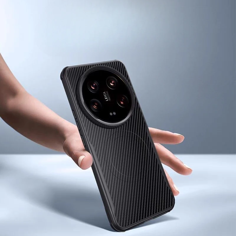 

For Xiaomi 15 14 Ultra Case Kevlar Texture Magnetic Large Hole PC Skin-friendly Anti-fall Protective Case For Xiaomi15 14 ultra