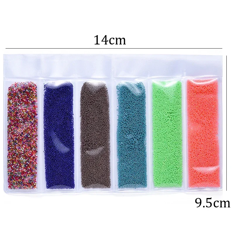 6 Colors Mini Nail Art Caviar Beads Studs for 3D Nail Tips Designs Decoration UV Gel Polish Compatible