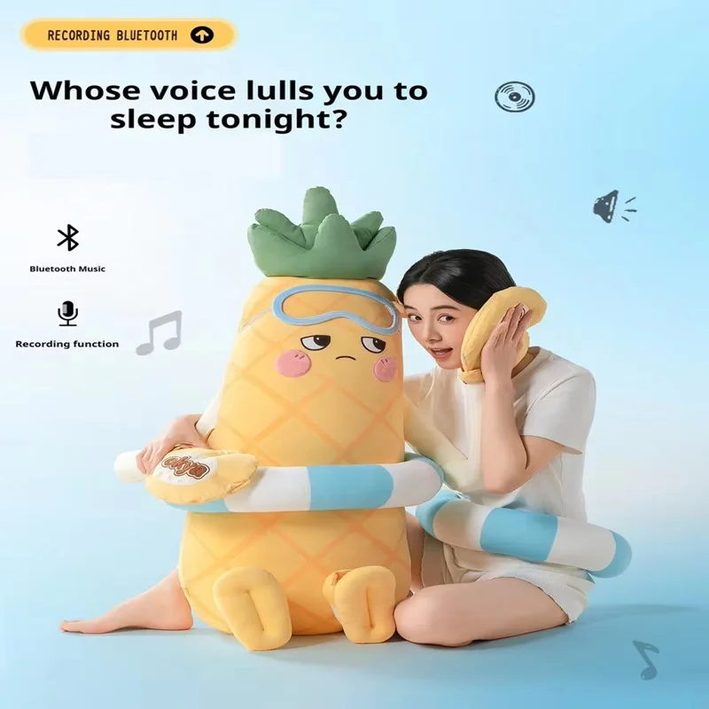 Soft Pineapple King Cooling Ice Silk Long Body PilloSoft Ow Leg Hug Sleep Aid Plush Cushion Bed Room Decor Birthday Holiday Gift