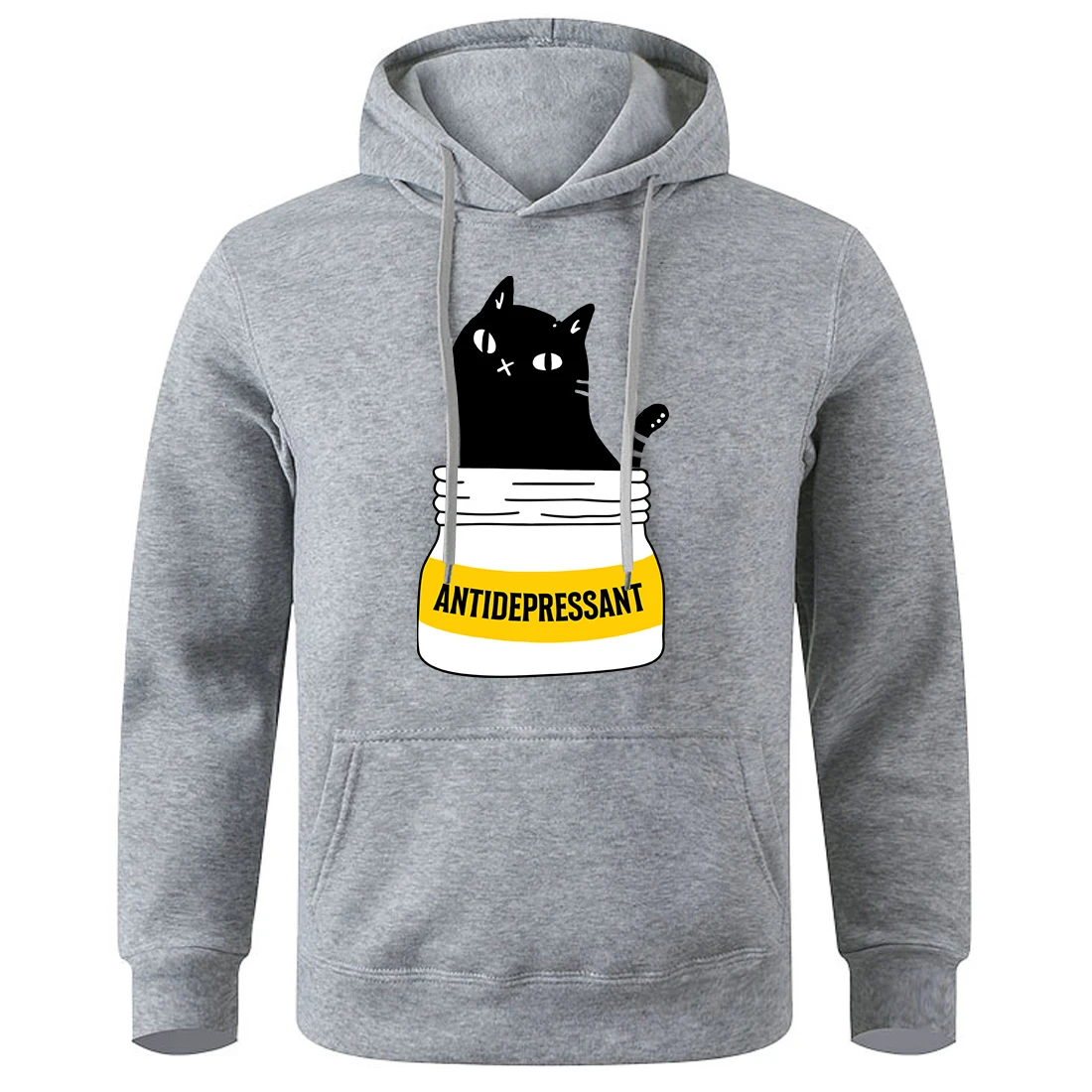 Zwarte Kat Eet Antidepressiva Mannen Hoody Skin Vriendelijk Warm Trainingspak Mode Klassieke Nieuwe Hoodie Basic All Match Oversized Hoodies