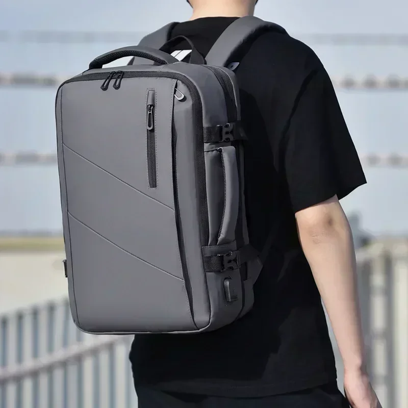 Xoky mochila masculina para laptop de negócios, grande capacidade, expansível, à prova d'água, usb, mochilas de viagem, acampamento, mochaila