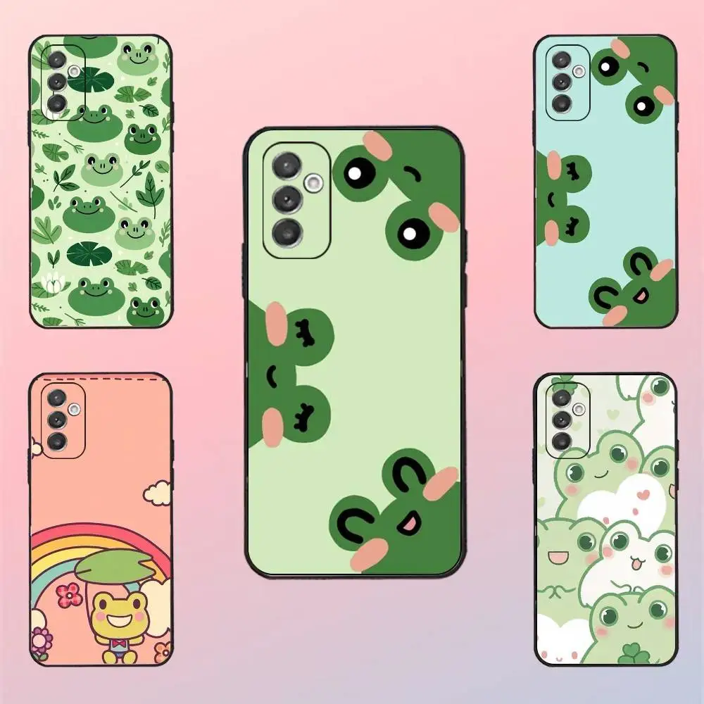 

Cartoon Frog Strawberry Phone Case For Samsung S 25,24,23,22,30,21,10,9,Ultra,Plus,Lite,FE,4,5 G Black Soft Case